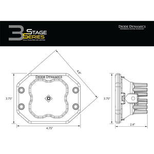 Diode Dynamics SS3 SAE Yellow Pro Flush Mount LED Pod - Pair - Truck Brigade