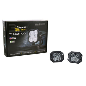 Diode Dynamics SS3 SAE/DOT White Pro Flush Mount LED Pod - Pair - Truck Brigade