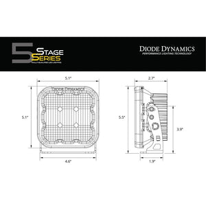 Diode Dynamics SS5 Yellow Sport LED Pod - Pair - Truck Brigade