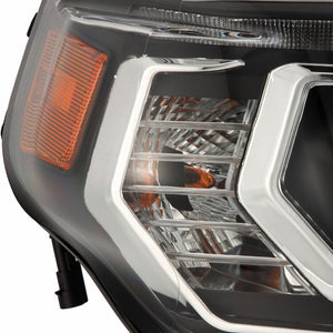 Front view of AlphaRex MK II LUXX-Series LED Projector Headlights in black for Toyota 4Runner