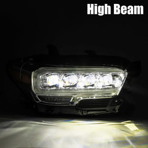 Close-up view of High beam headlight of AlphaRex NOVA-Series LED Projector Headlights (Alpha Black)