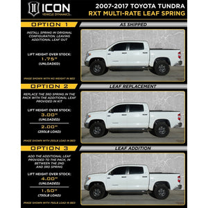 ICON Vehicle Dynamics RXT Leaf Spring Stage 1 System | Toyota Tundra (2007-2021)
