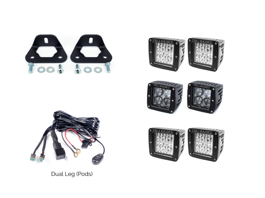 Cali Raised Bed Rail LED Pod Brackets Kit For Toyota Truck