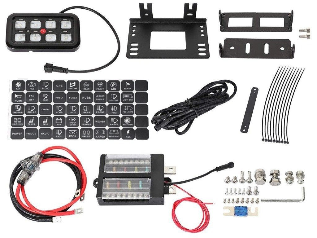 Cali Raised Vehicle Accessory 8 Switch Control System (Blue Backlighting)