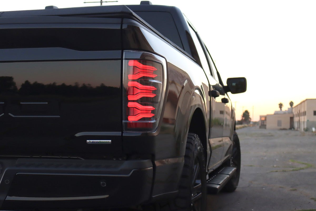 AlphaRex LUXX - Series LED Tail Lights (Black - Red) | Ford F150 (2021 - 2023) - Truck Brigade