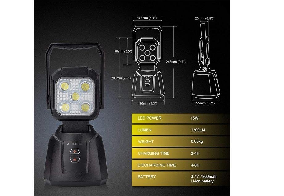 Cali Raised 15W Magnetic Base Rechargeable LED Work/Camp Light | Truck Brigade