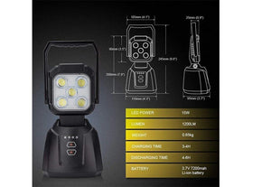 Cali Raised 15W Magnetic Base Rechargeable LED Work/Camp Light | Truck Brigade