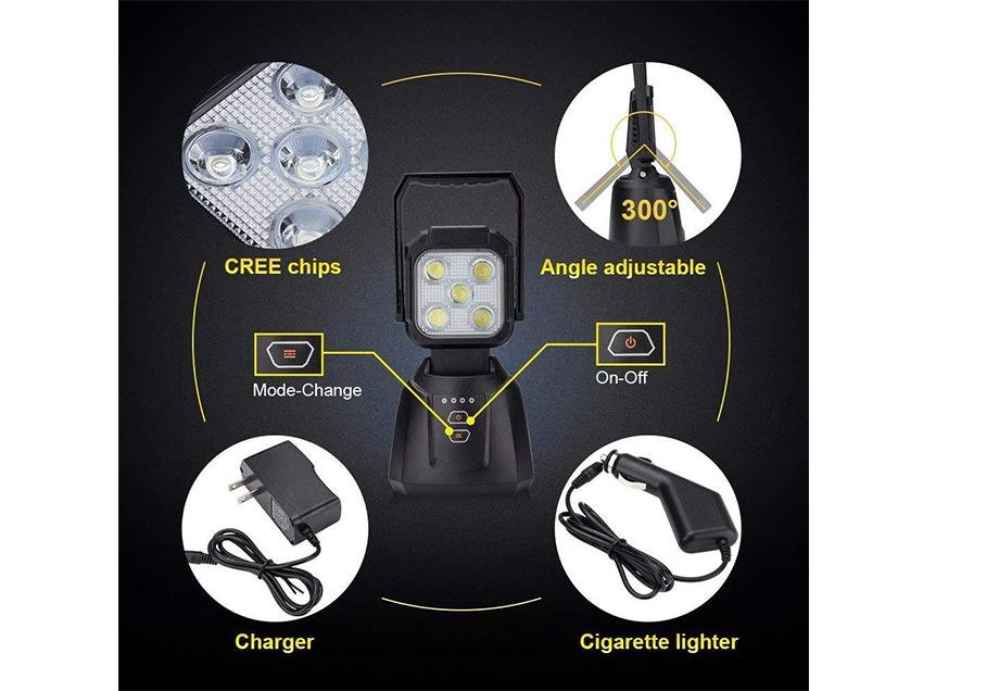 Cali Raised 15W Magnetic Base Rechargeable LED Work/Camp Light | Truck Brigade