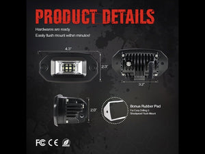 Cali Raised 20W Flood Flush Mount LED Pod - Truck Brigade