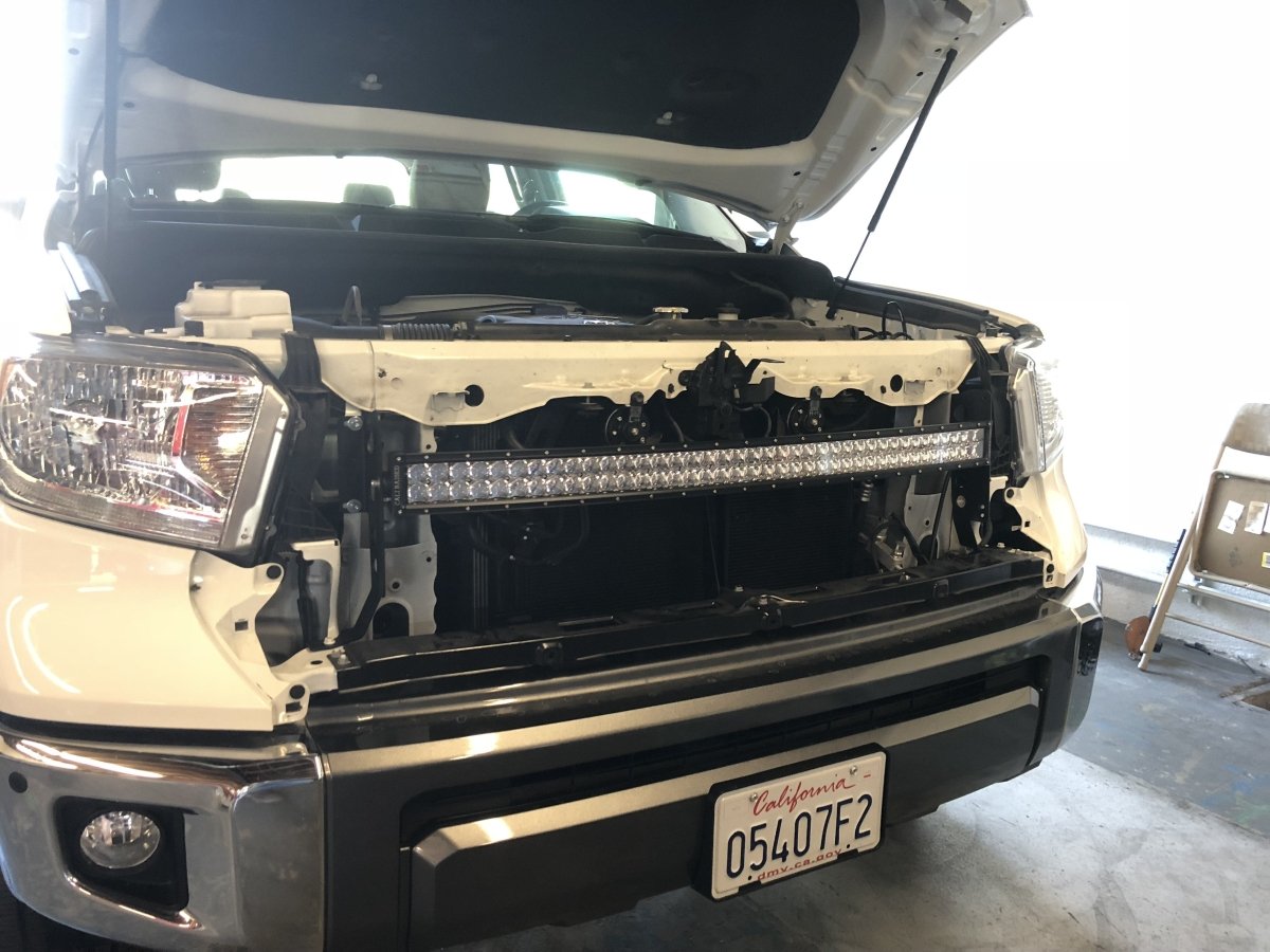 Cali Raised 42 Inch Hidden Grille Curved LED Light Bar Bracket Kit | Toyota Tundra (2014-2021) | Truck Brigade