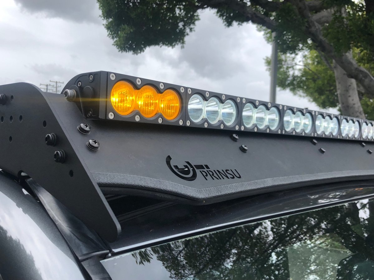 Cali Raised Dual Function Amber/White LED Light Bar Prinsu Mounting Bracket Kit | Truck Brigade