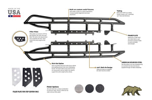 Cali Raised Step Edition Bolt-On Rock Sliders | Toyota 4Runner (2003-2009) - Truck Brigade