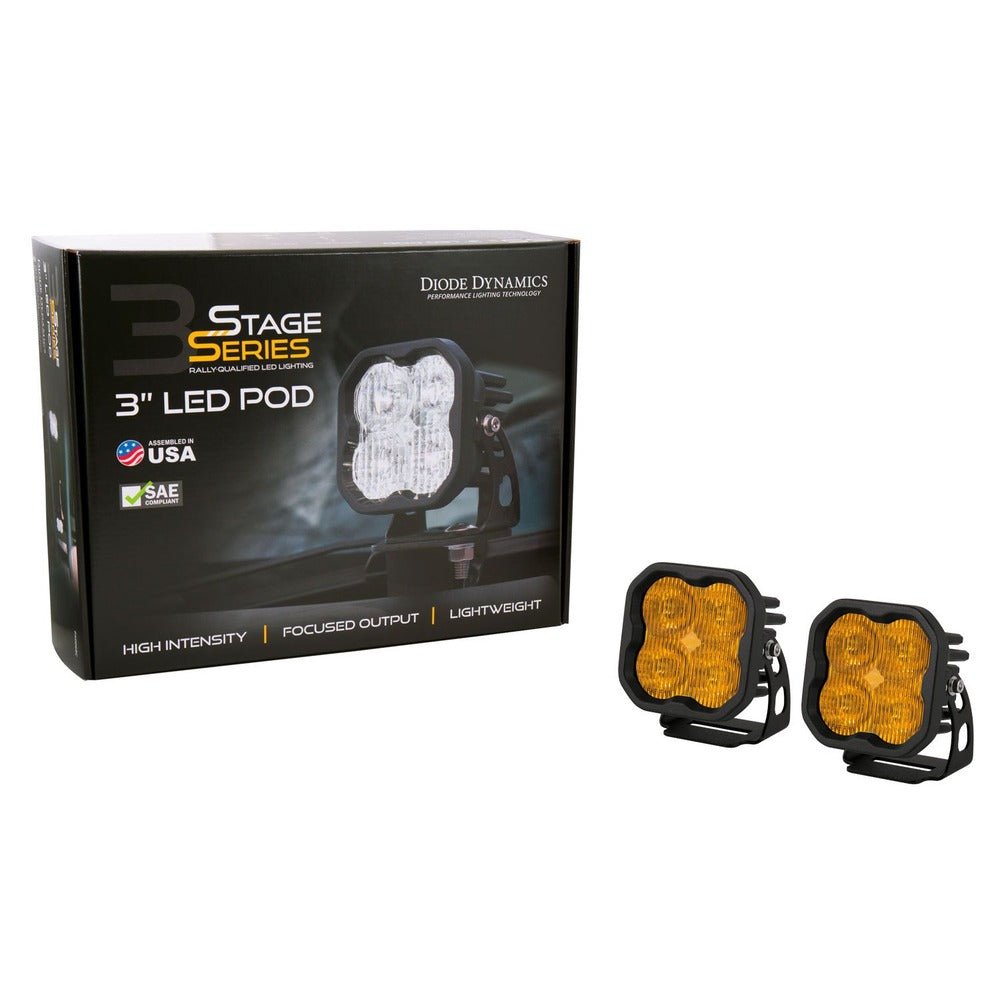 Diode Dynamics SS3 SAE Yellow Max LED Pod - Pair - Truck Brigade