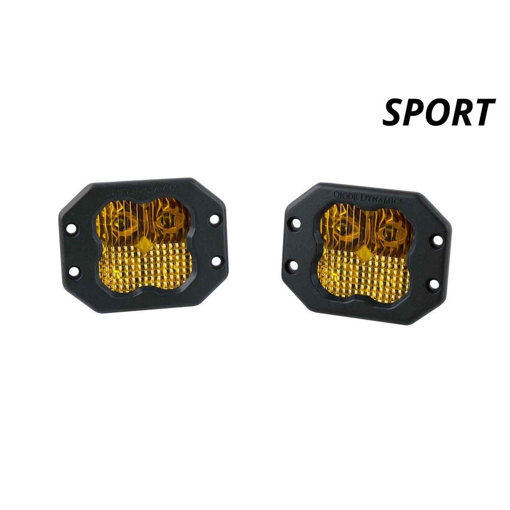 Diode Dynamics SS3 SAE Yellow Sport Flush Mount LED Pod - Pair - Truck Brigade