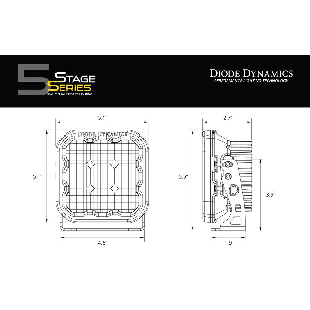 Diode Dynamics SS5 White Sport LED Pod - Pair - Truck Brigade