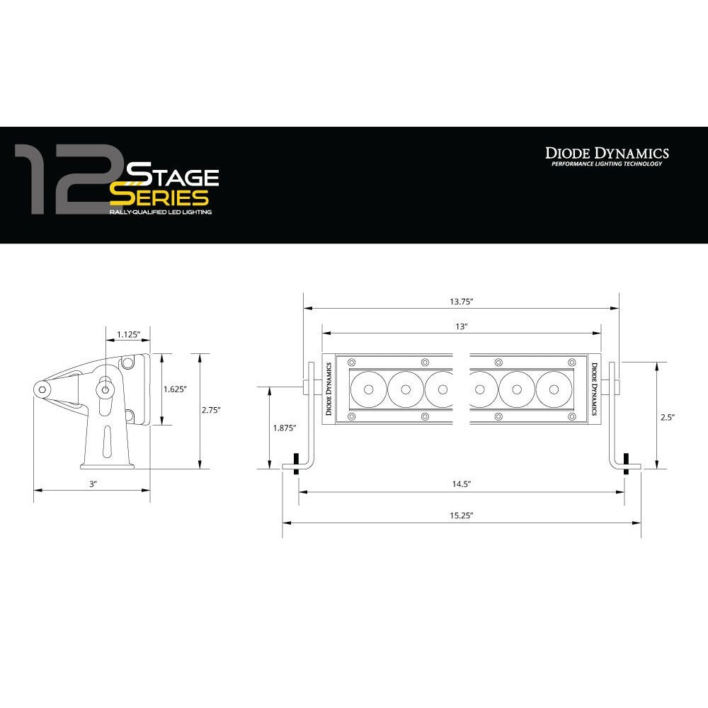 Diode Dynamics Stage Series 12&quot; SAE/DOT White Light Bar - Truck Brigade