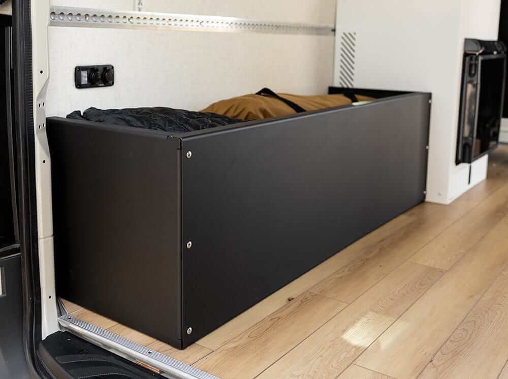 Flatline Van Co Adventure Van Wheel Well Cubby | Truck Brigade