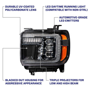 Form Lights LED Projector Headlights (White DRL) | GMC Sierra 1500 (2014-2018) - Truck Brigade