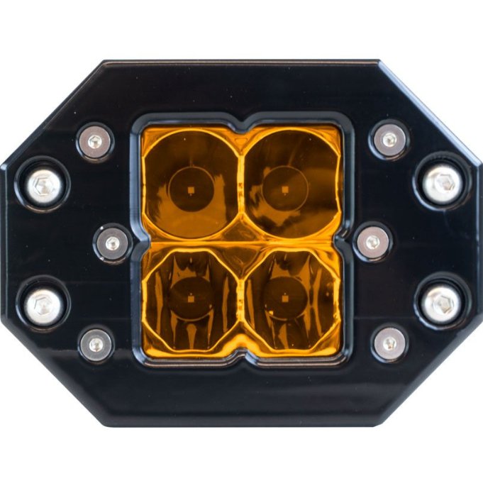 Heretic Quattro Flush Mount Amber LED Pod Light - Truck Brigade