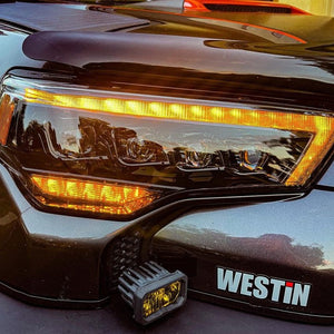 Front one side view of a black truck with AlphaRex MK II NOVA-Series LED Projector Headlights on a Toyota 4Runner (2014-2023)