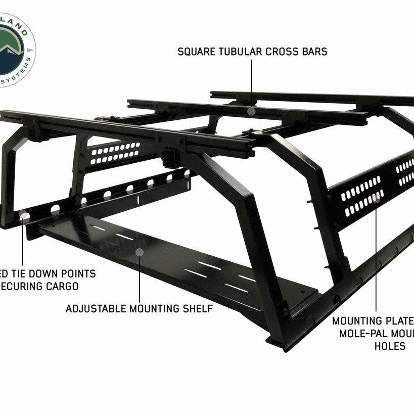 Overland Vehicle Systems - Discovery Universal Bed Rack (Mid Size Truck Short Bed Applications) - Truck Brigade