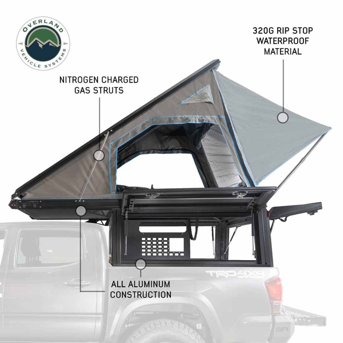 tent camper for toyota tacoma MagPak Camper W/Tent, Lights, Rear Molle Panel, Side Tie Downs, Front and Rear Windows 16-24 Toyota Tacoma 5 Foot Bed Overland Vehicle Systems