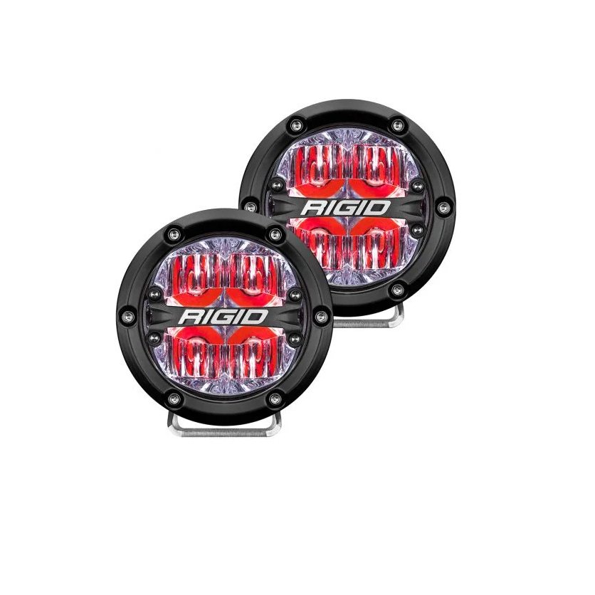 Rigid Industries 360-Series 4 Inch LED Lights - Drive Optic with Red Backlight (Pair) - Truck Brigade