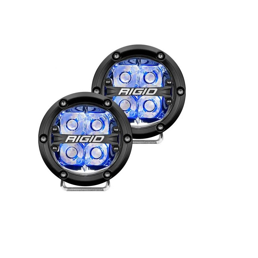 Rigid Industries 360-Series 4 Inch LED Lights - Spot Optic with Blue Backlight (Pair) - Truck Brigade