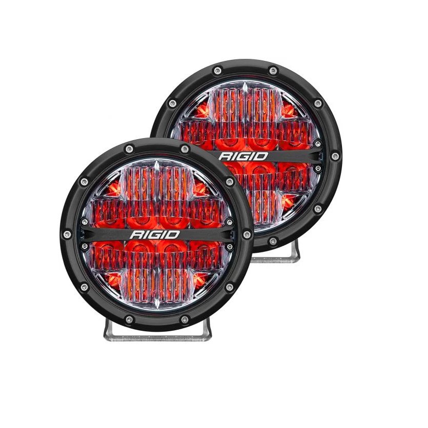 Rigid Industries 360-Series 6 Inch LED Lights - Drive Optic with Red Backlight (Pair) - Truck Brigade