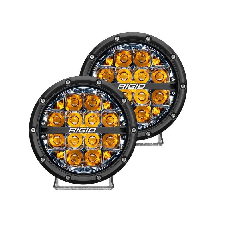 Rigid Industries 360-Series 6 Inch LED Lights - Spot Optic with Amber Backlight (Pair) - Truck Brigade