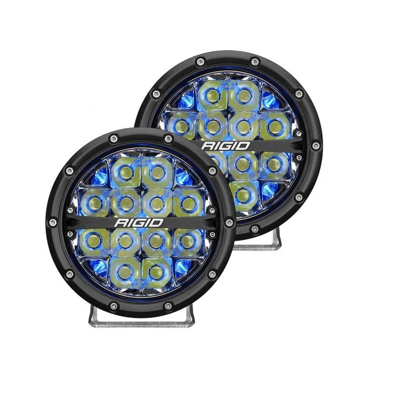 Rigid Industries 360-Series 6 Inch LED Lights - Spot Optic with Blue Backlight (Pair) - Truck Brigade