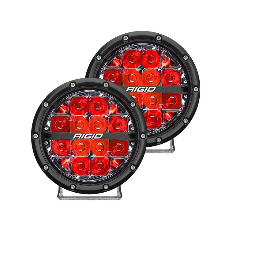 Rigid Industries 360-Series 6 Inch LED Lights - Spot Optic with Red Backlight (Pair) - Truck Brigade
