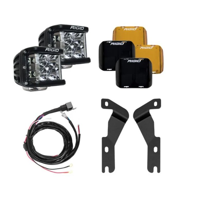 Rigid Industries A-Pillar Light Mount Kit (w/ D-SS Flood Lights Black/Yellow Covers) | Toyota Tacoma (2016-2023) - Truck Brigade