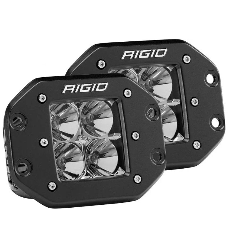 Rigid Industries D-Series Pro LED Lights - Flood Flush Mount - Black (Pair) - Truck Brigade